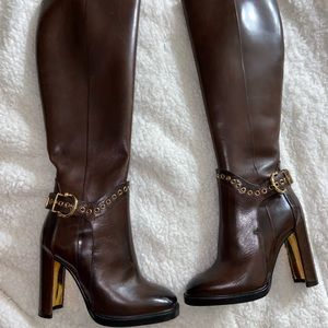 Ferragamo women’s nadix leather buckle boots